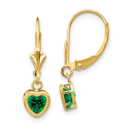 14k Yellow Gold 5mm Heart Mount St. Helens Drop & Dangle Earrings