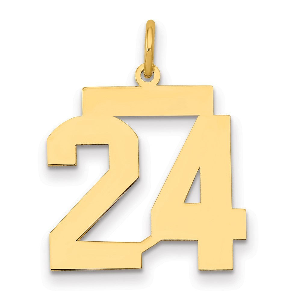 14k Yellow Gold Medium Polished Number 24 Charm Pendant