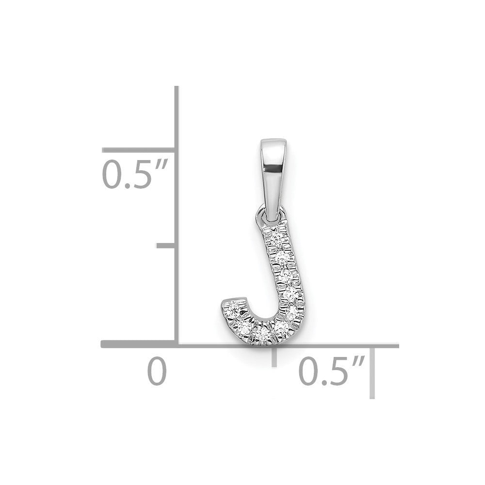 14k White Gold Diamond Letter J Initial with Bail Pendant