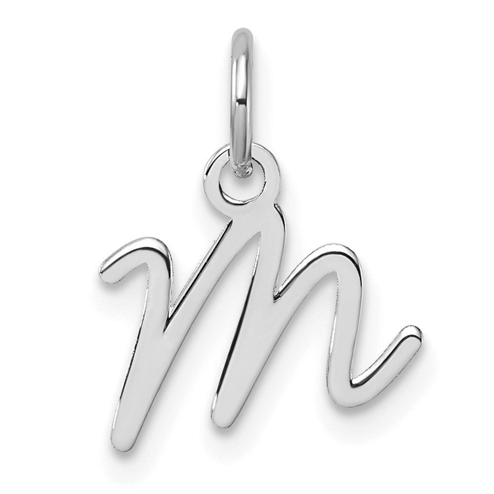 14k White Gold Uppercase Letter M Initial Charm Pendant