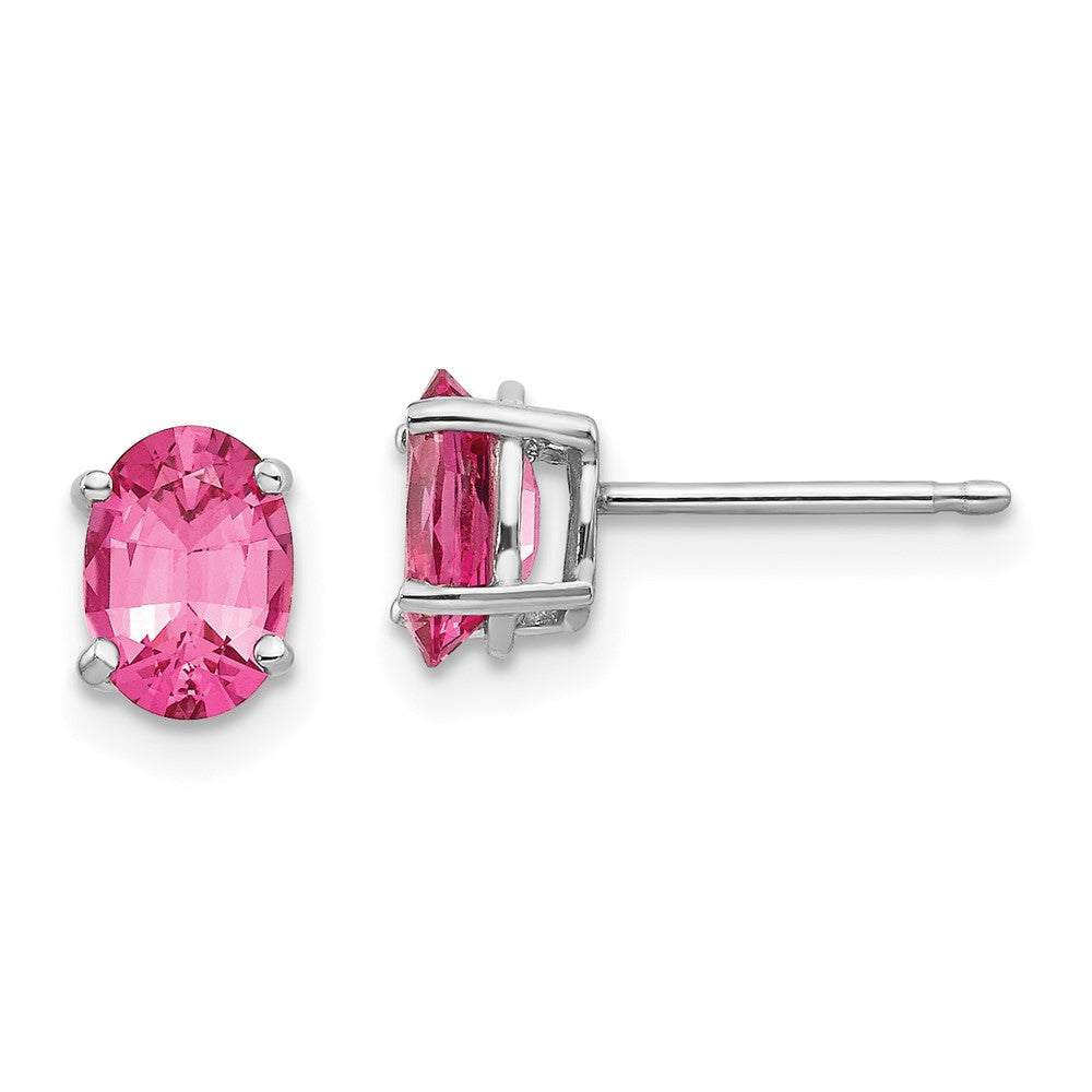 14k White Gold Pink Spinel Stud Earrings