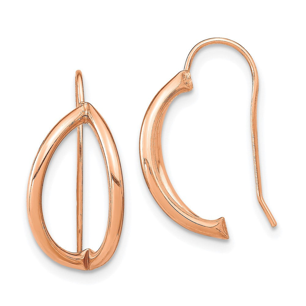 14k Rose Gold Half Circle Wire French Wire Drop & Dangle Earrings