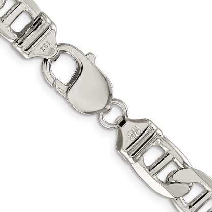 Sterling Silver 9.5mm Flat Anchor Chain Necklace 22"