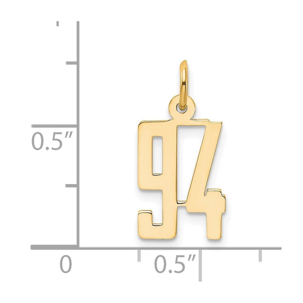 14k Yellow Gold Small Elongated Number 94 Charm Pendant