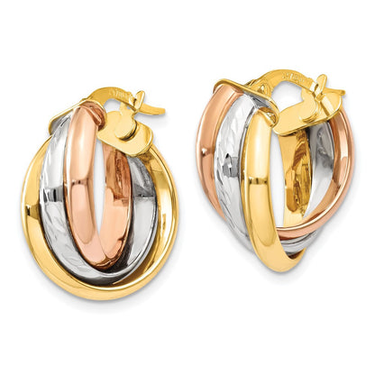 14K Tri-color Gold Polished Hoop Earring