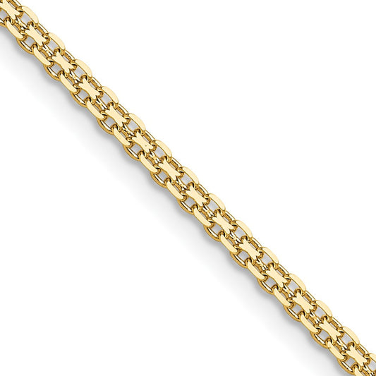14k Yellow Gold 2.2mm Lightweight Flat Bismark Chain Necklace 16"