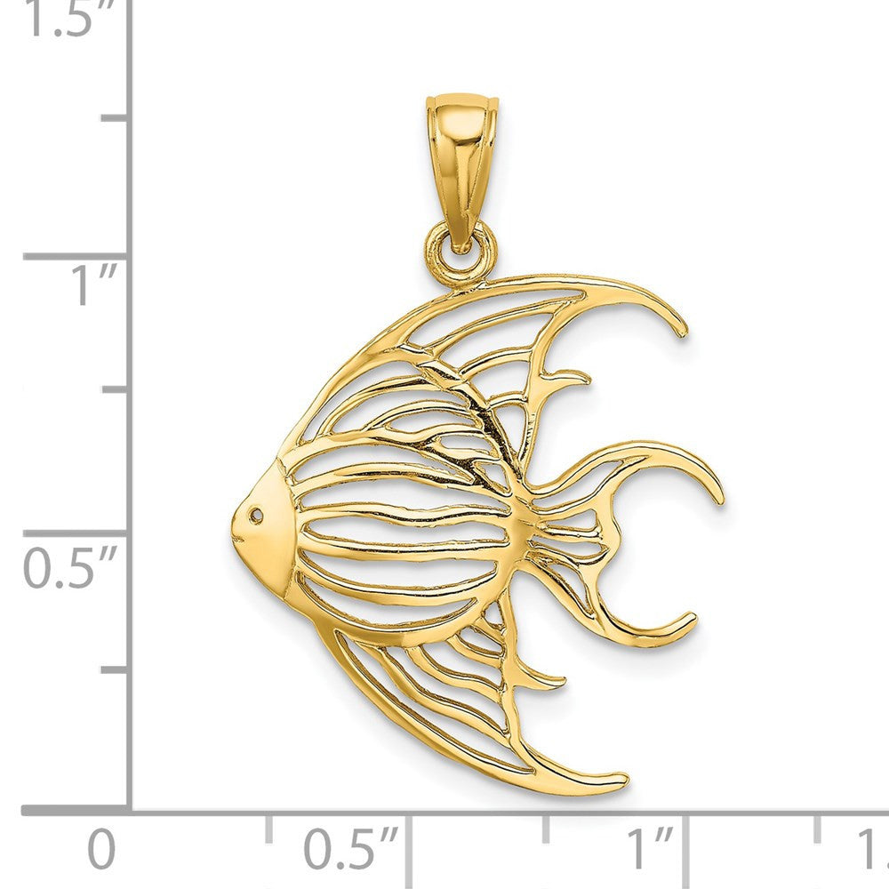 14k Yellow Gold Cut-Out Angelfish Charm Pendant