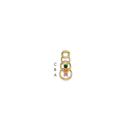 14k Yellow Gold 3 Synthetic Stone Family Pendant