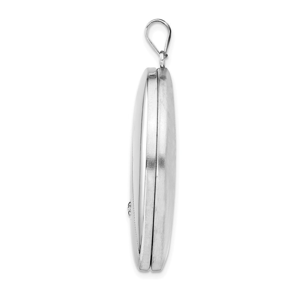 Sterling Silver Rhodium-plated Diamond Star Ash Holder Oval Locket Pendant