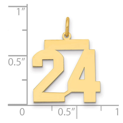 14k Yellow Gold Medium Polished Number 24 Charm Pendant