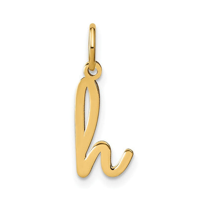 14k Yellow Gold Lower case Letter H Initial Charm Pendant