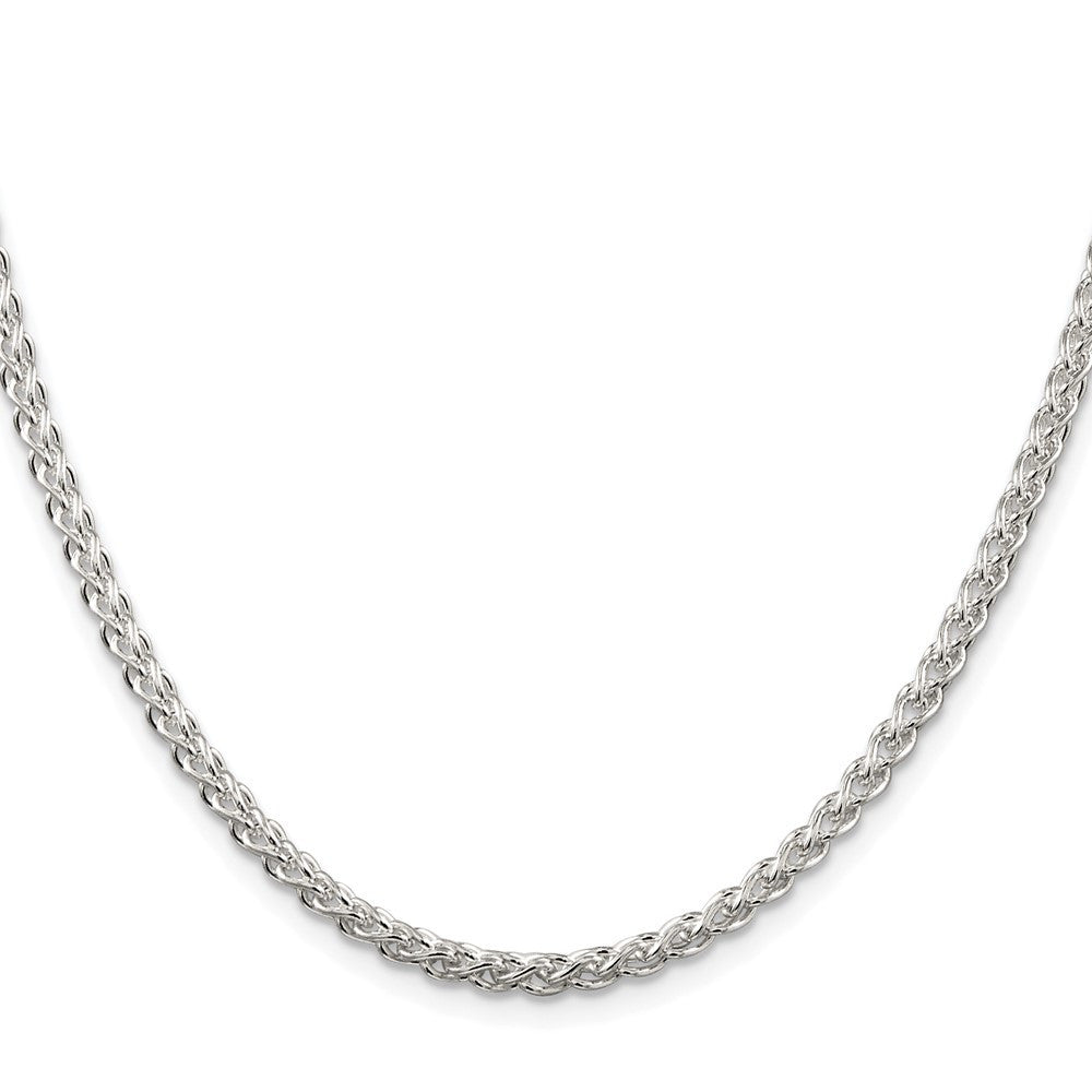 Sterling Silver Rhodium-plated 3mm Round Spiga Chain Necklace 28"