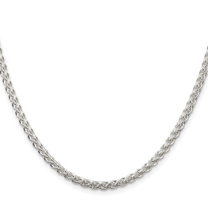 Sterling Silver Rhodium-plated 3mm Round Spiga Chain Necklace 28"