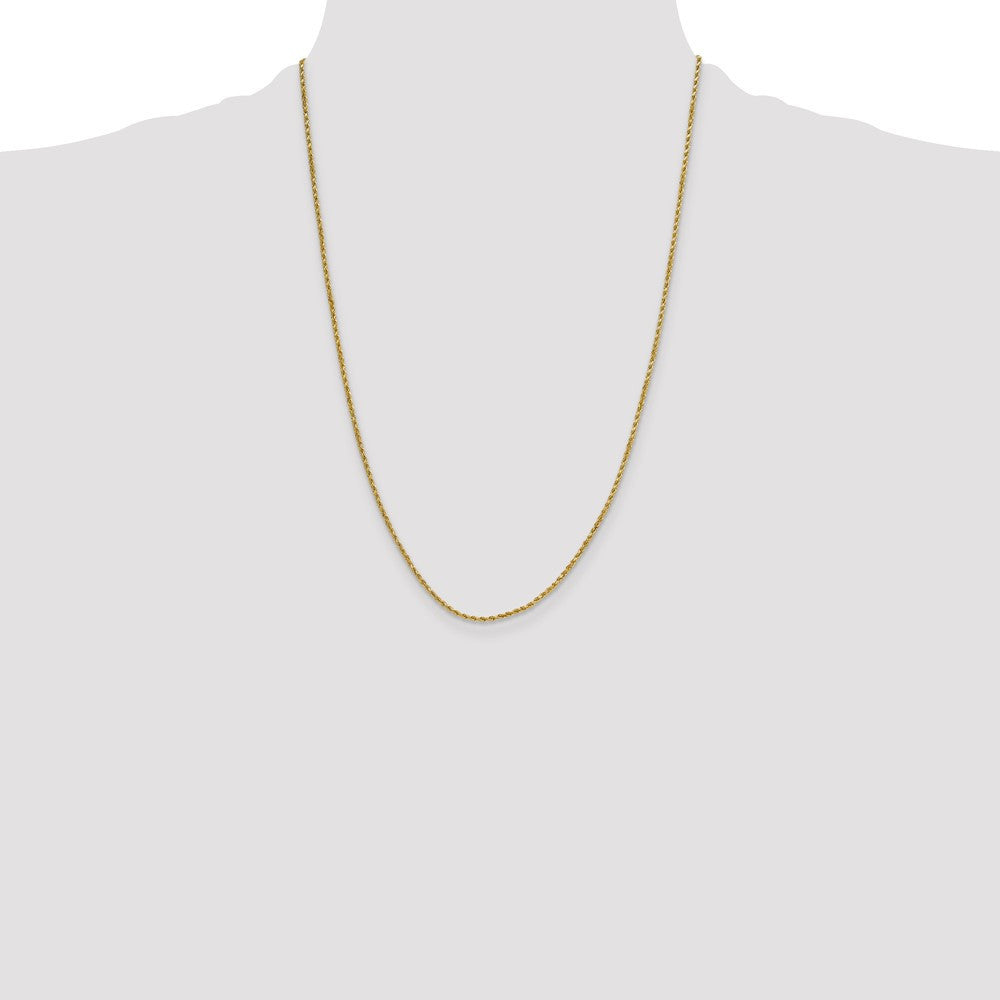 14k Yellow Gold 2mm Semi Solid Diamond-cut Rope Chain Necklace 24"