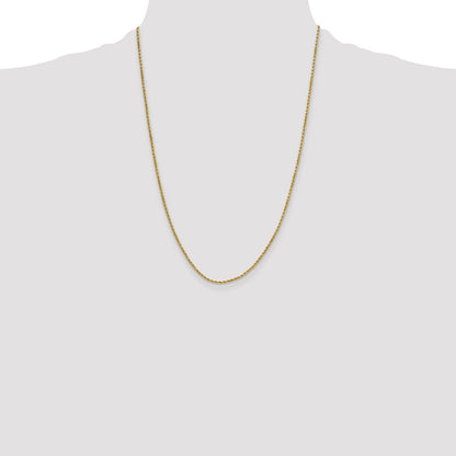 14k Yellow Gold 2mm Semi Solid Diamond-cut Rope Chain Necklace 24"
