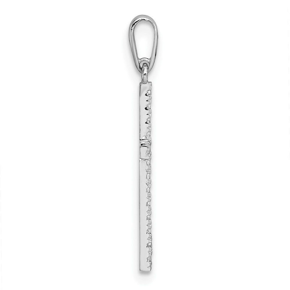 14k White Gold Polished CZ Cross Pendant