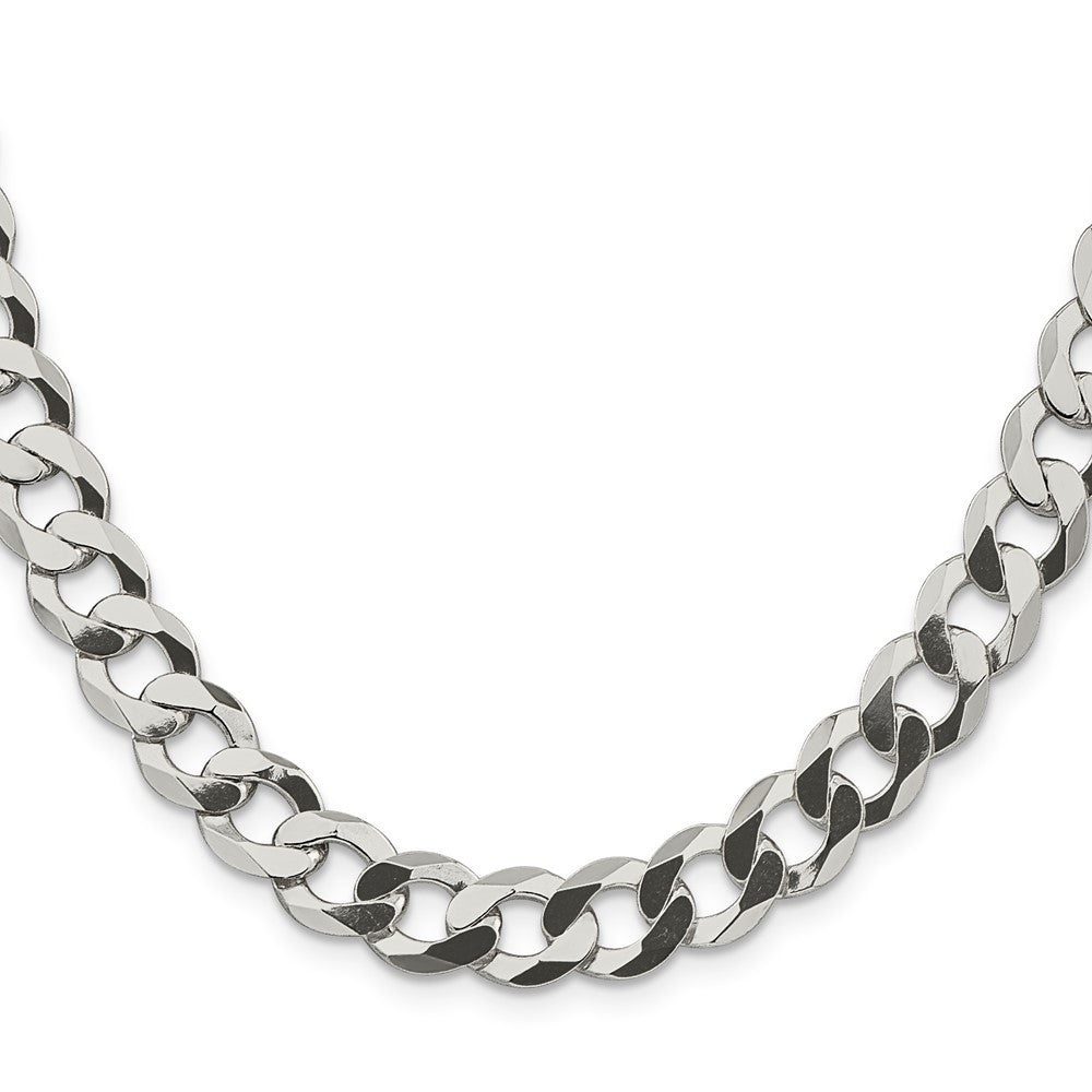Sterling Silver 9.75mm Flat Curb Chain Necklace 30"