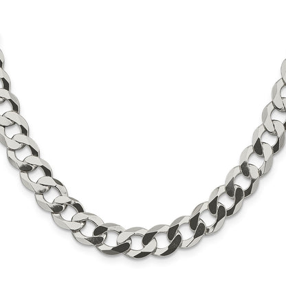 Sterling Silver 9.75mm Flat Curb Chain Necklace 30"
