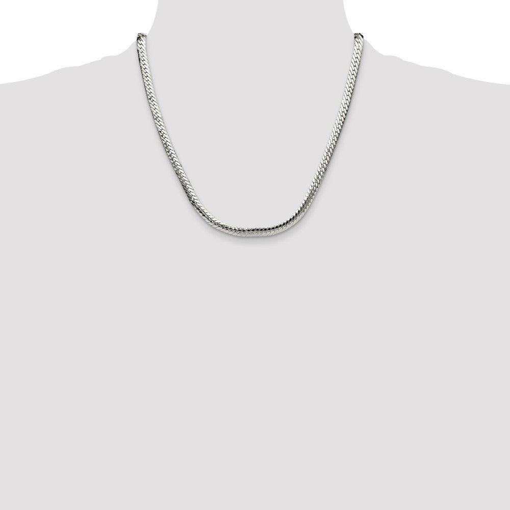 Sterling Silver Polished 6.25mm Double Oval Flat Chain Necklace 20"