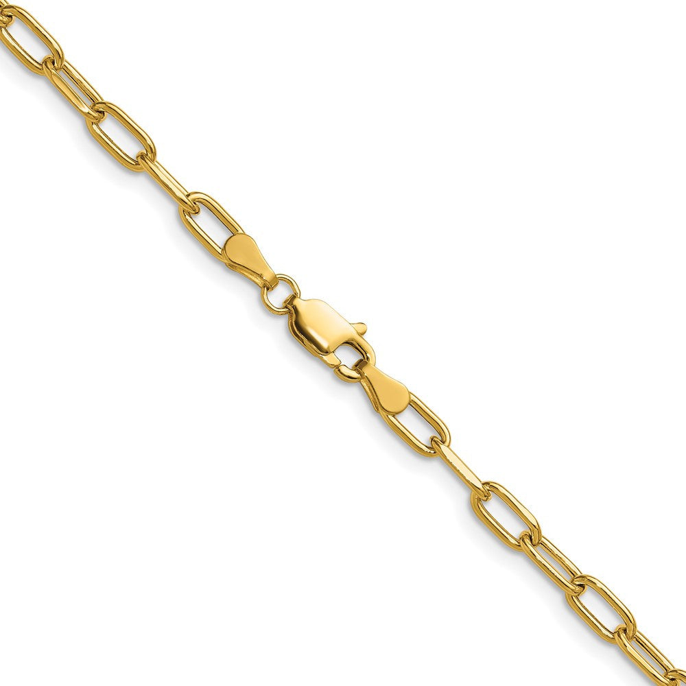 14k Yellow Gold 3.7mm Semi-Solid Beveled Paperclip Chain Necklace 16"
