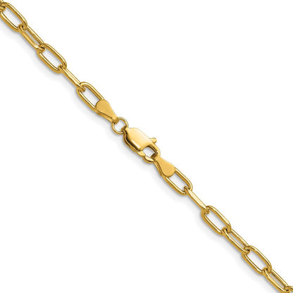14k Yellow Gold 3.7mm Semi-Solid Beveled Paperclip Chain Necklace 16"