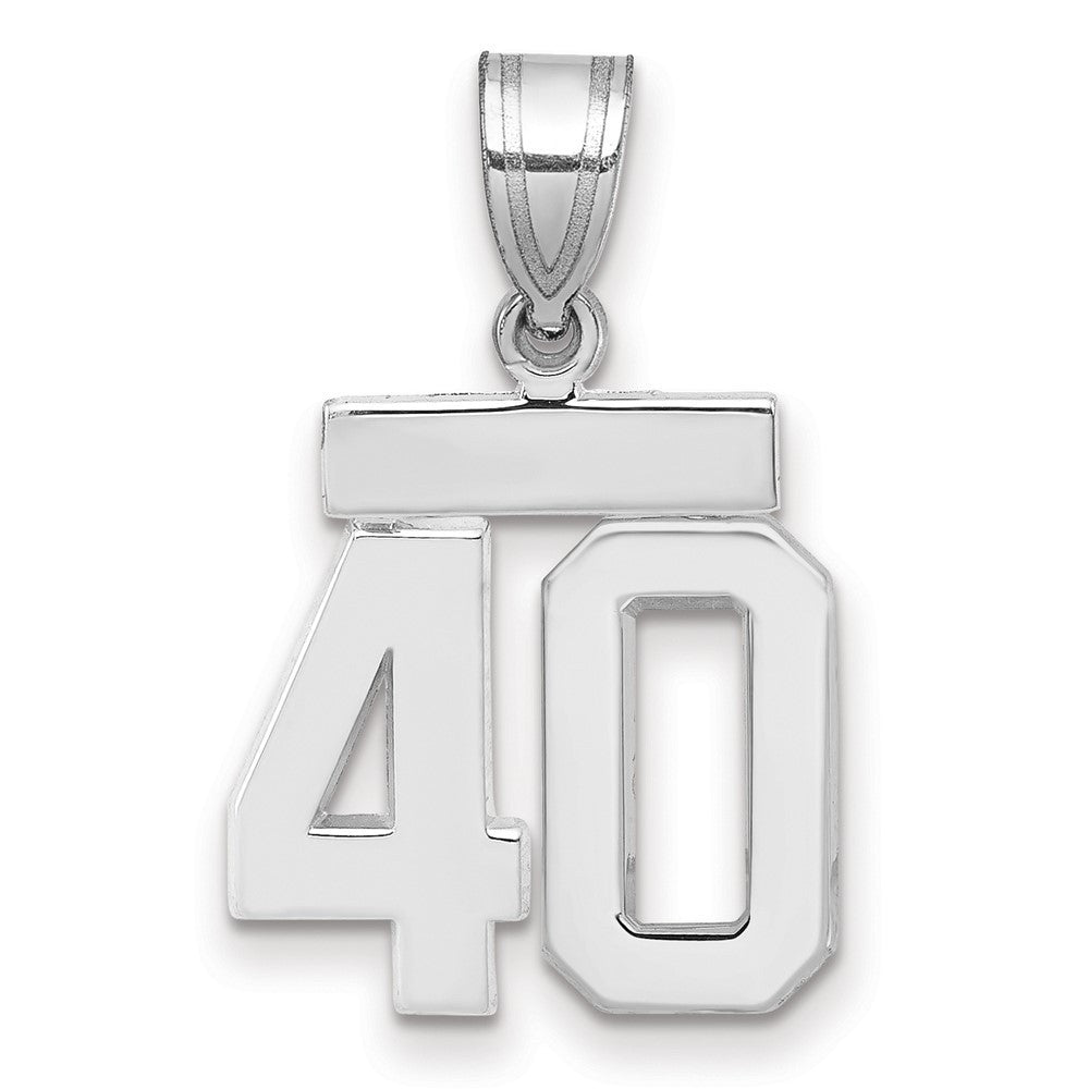14k White Gold Small Polished Number 40 Charm Pendant
