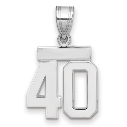 14k White Gold Small Polished Number 40 Charm Pendant