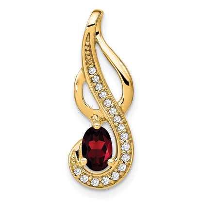 14k Yellow Gold Garnet and Diamond Swirl Pendant