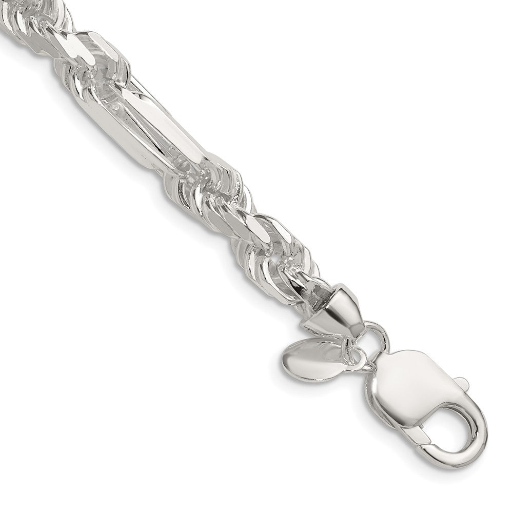Sterling Silver 7mm Diamond-Cut Figarope Chain Necklace 22"