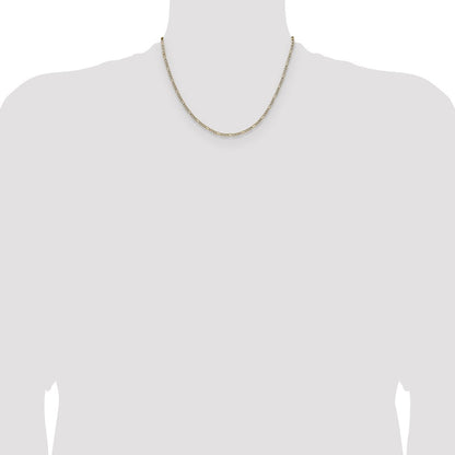14k Yellow Gold 2.3mm Semi-solid with Rhodium Pav� Figaro Chain Necklace 18"