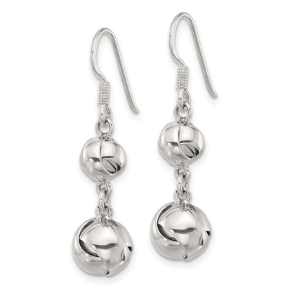 Sterling Silver Polished Knot Shepherd Hook Dangle Earrings