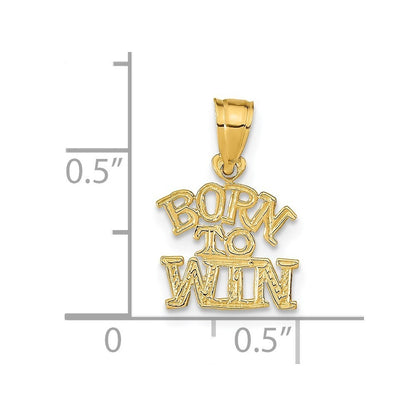 14k Yellow Gold BORN TO WIN Pendant