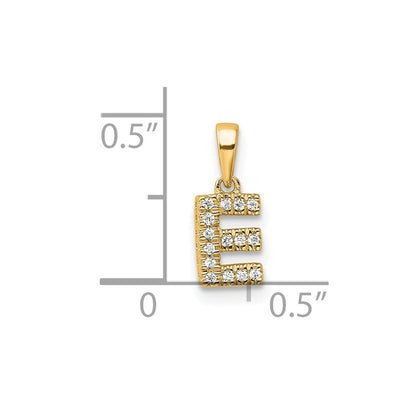 14k Yellow Gold Diamond Letter E Initial with Bail Pendant