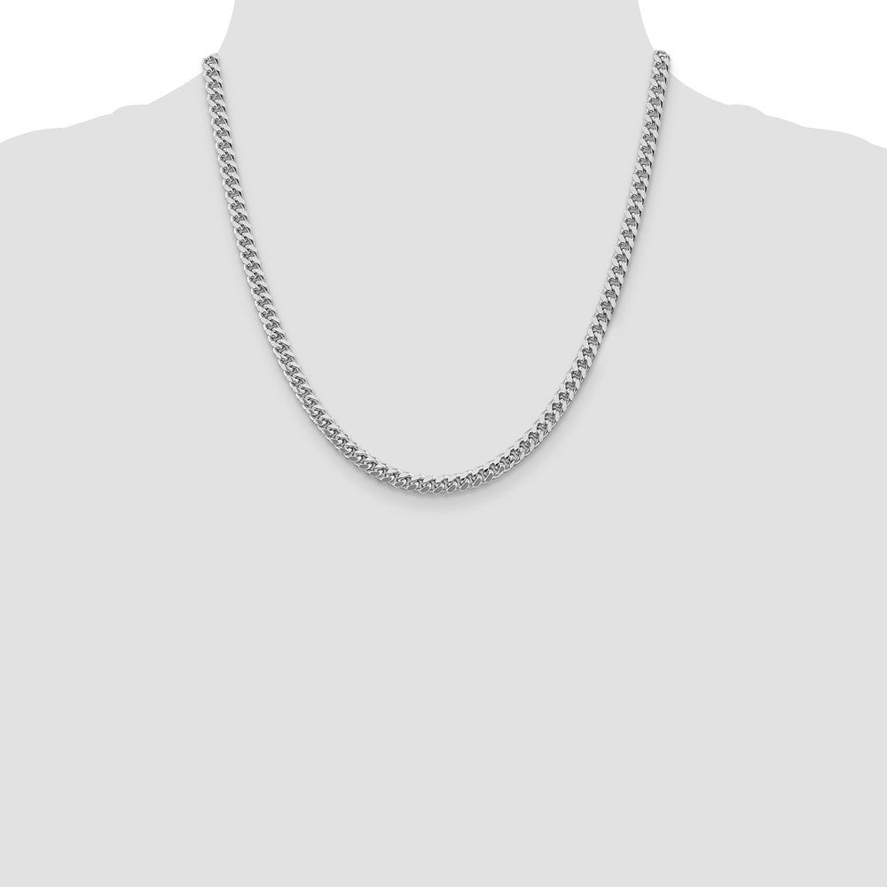 Sterling Silver 5mm Domed w/ Side Diamond-Cut Curb Chain Necklace 20"