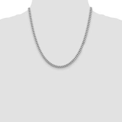 Sterling Silver 5mm Domed w/ Side Diamond-Cut Curb Chain Necklace 20"
