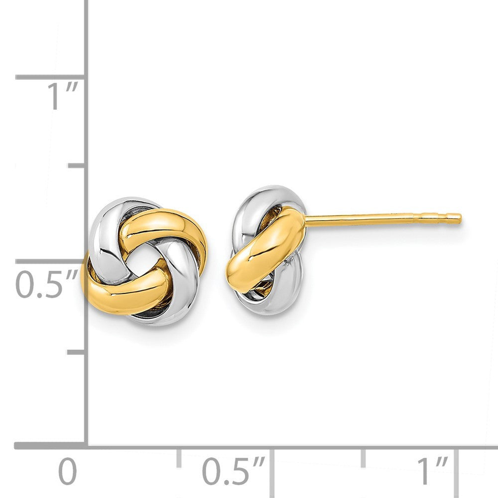 14k Two-tone Gold Polished Love Knot Stud Earrings