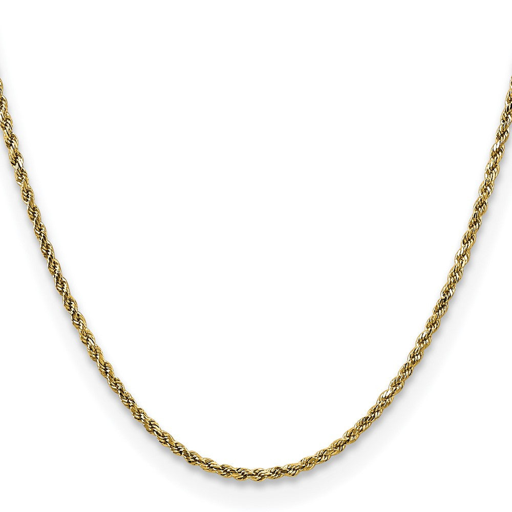 14k Yellow Gold 2.25mm Semi Solid Diamond-cut Rope Chain Necklace 18"
