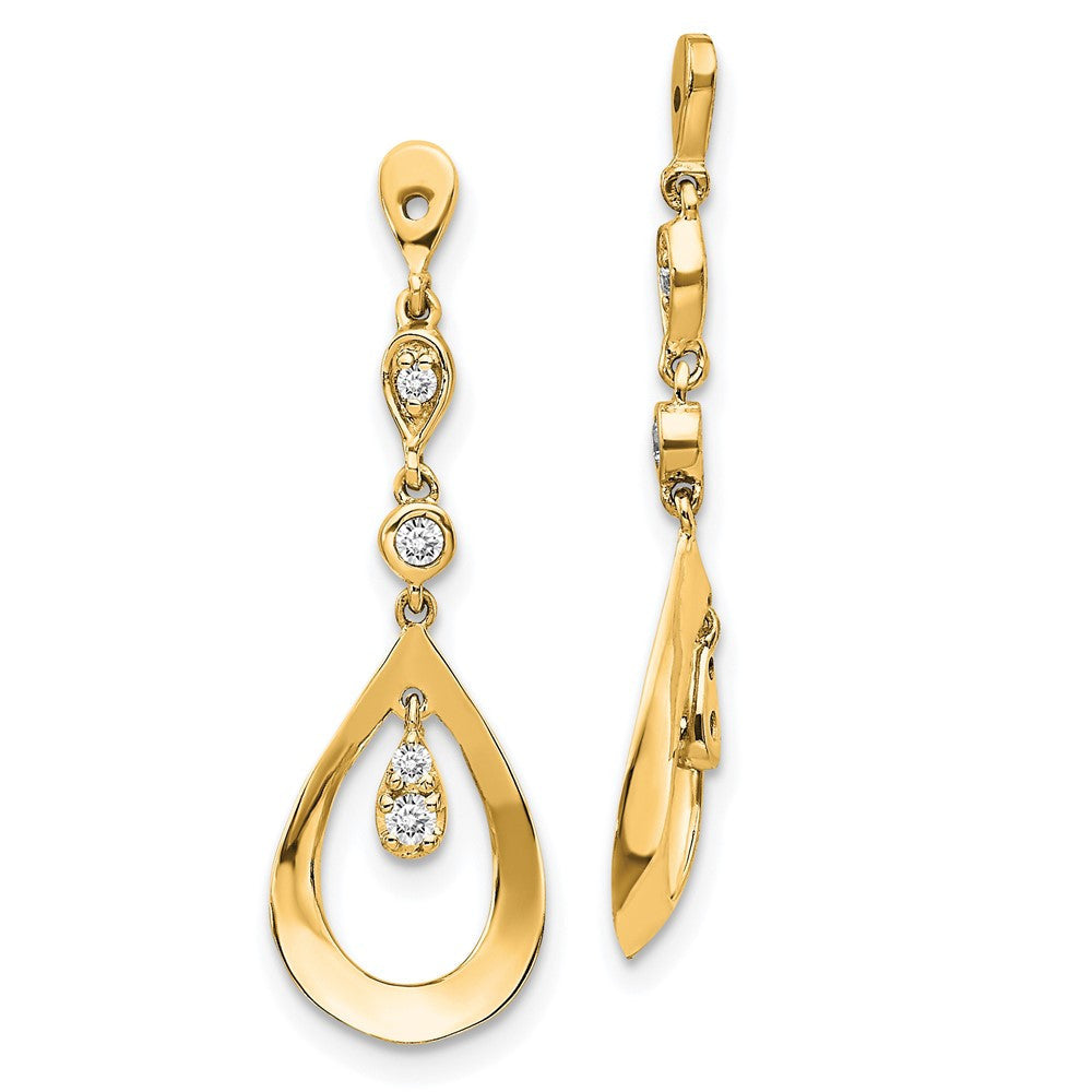 14k Yellow Gold Teardrop Dangle Diamond Earring Jackets
