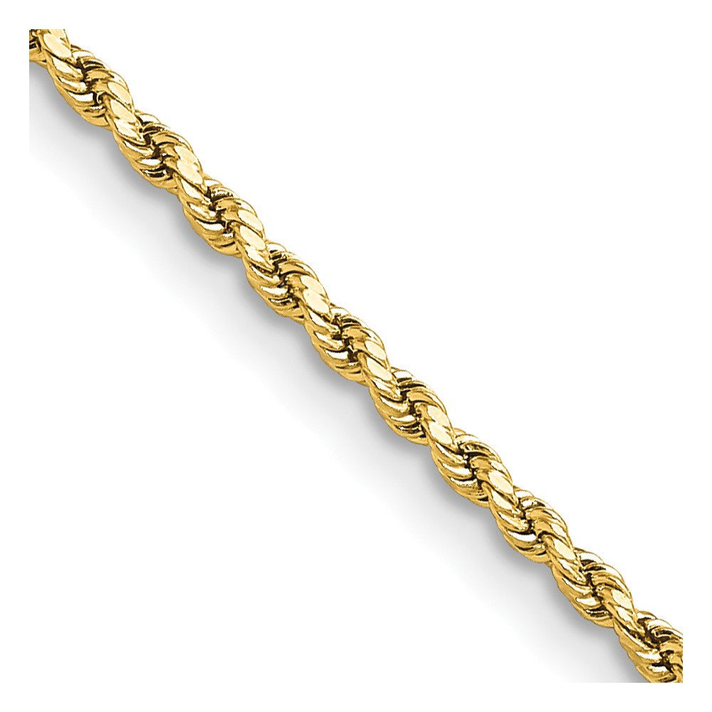14k Yellow Gold 2mm Semi Solid Diamond-cut Rope Chain Necklace 22"