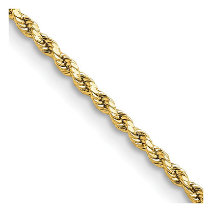 14k Yellow Gold 2mm Semi Solid Diamond-cut Rope Chain Necklace 22"