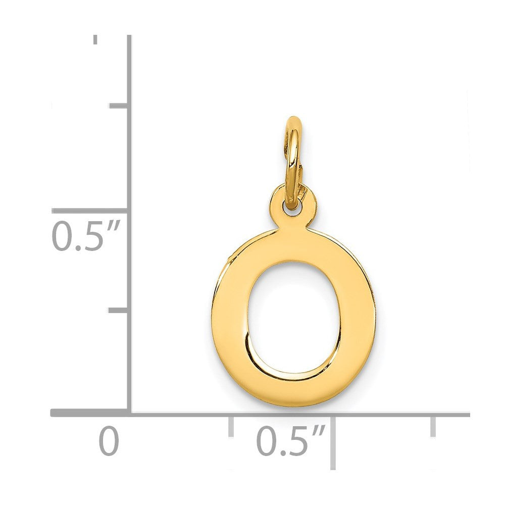 14k Yellow Gold Small Block Letter O Initial Charm Pendant