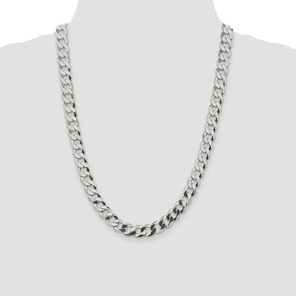 Sterling Silver 9.75mm Flat Curb Chain Necklace 24"