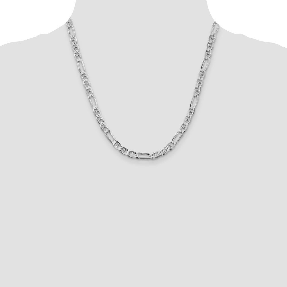 Sterling Silver Rhodium-plated 5.5mm Figaro Anchor Chain Necklace 20"
