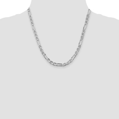Sterling Silver Rhodium-plated 5.5mm Figaro Anchor Chain Necklace 20"