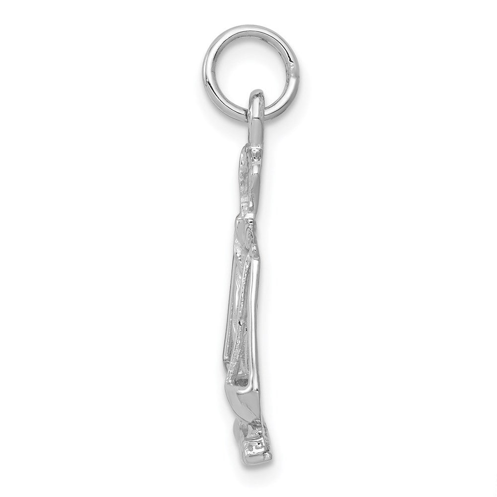 14k White Gold Polished Scales of Justice Charm Pendant