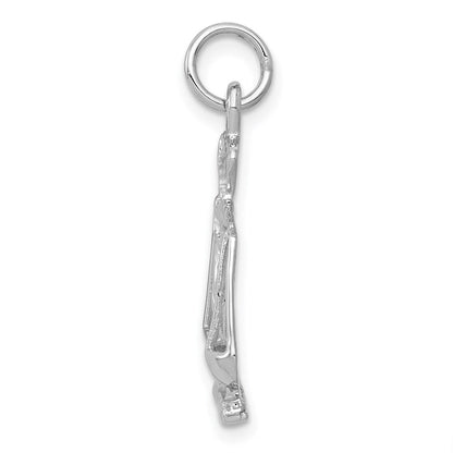 14k White Gold Polished Scales of Justice Charm Pendant