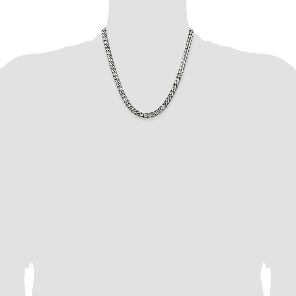 Sterling Silver Antiqued 6.5mm Curb Chain Necklace 20"