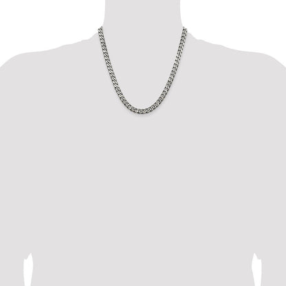 Sterling Silver Antiqued 6.5mm Curb Chain Necklace 20"