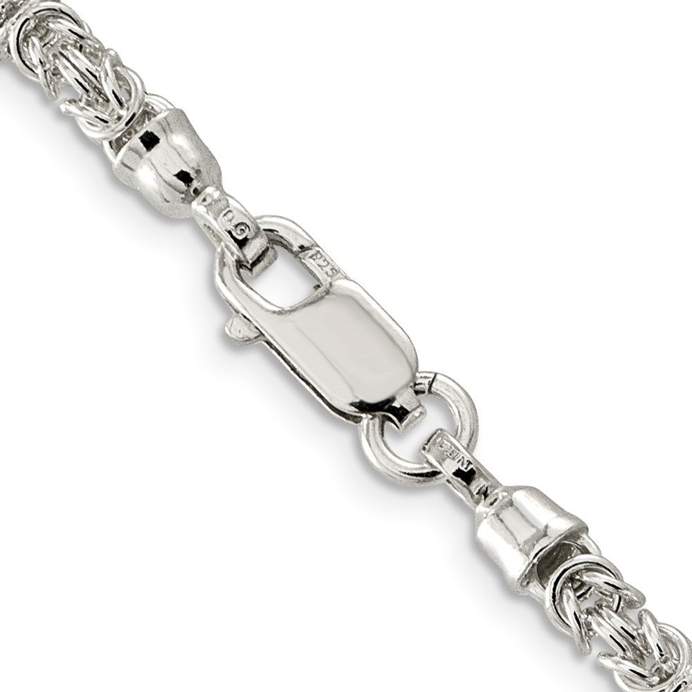 Sterling Silver 4mm Fancy Byzantine Chain Necklace 24"