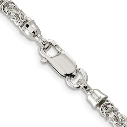 Sterling Silver 4mm Fancy Byzantine Chain Necklace 24"